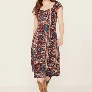 Idyllwind Women's Bethany Flutter Sleeve Midi Dress Sz M Contemporary Western